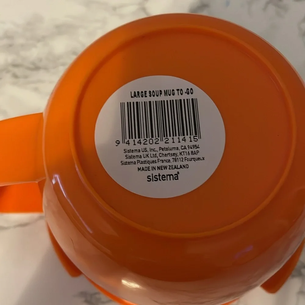 Sistema To Go Collection Soup Mug Large 30.4 oz  NWT Orange